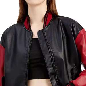 Women's Original PU <b>Leather</b> Bomber <b>Jacket</b> (3 Colors) with Zip Pockets Eco-Friendly Lightweight Vintage Regular Coat for <b>Winter</b> - Product Image 3
