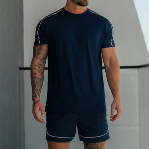 เสื้อยืดแขนสั้นสีพื้นสำหรับผู้ชาย ชุดลำลอง ระบายอากาศได้ดี เนื้อผ้าถัก ใส่สบายสำหรับฤดูร้อน - Product Image 5