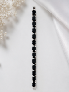 Luxvory Collection 7.5 Inch Green Onyx White Gold Plated 925 Sterling Silver Tennis <b>Bracelet</b> Unisex Luxury Jewelry - Product Image 2