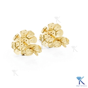 Lab Grown Diamond Floral Daisy <b>Stud</b> Earrings 8-Petal Pave Cluster 14K/18K Solid Gold Women's Jewelry for Wedding Anniversary - Product Image 4