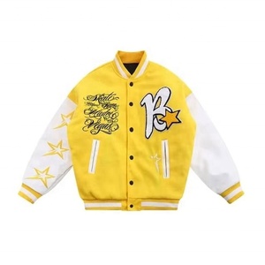 Vestes de baseball patchwork sur mesure OEM de haute qualité, broderie grande taille, coupe classique, vestes varsity pour hommes pour l'extérieur - Product Image 2