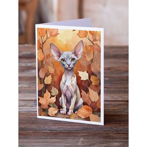 Minskin Whimsical A7 Size 5x7 Blank <b>Note</b> <b>Cards</b> Cat in Fall Leaves Pack of 8 with Envelopes for <b>Greetings</b> <b>and</b> <b>Notes</b> - Product Image 2