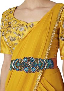 Ceinture décorative brodée avec des motifs artisanaux colorés pour le style des saris, des lehengas et des kurtis - Product Image 2