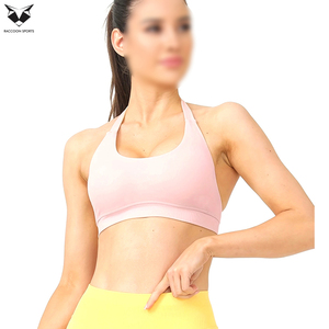 Solid Color Newest Lightweight Durable Eco Friendly Best Selling Hand Made Customized Logo Print Simple <b>Halter</b> <b>Neck</b> Sports <b>Bra</b> - Product Image 6