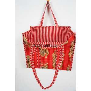 Bolso Tote Largo de Hombro Acolchado de Algodón Indio Hecho a Mano con Rayas para Mujer, Ecológico, Estilo Boho, para Compras, Fiestas, Comestibles, Gran Capacidad - Product Image 6