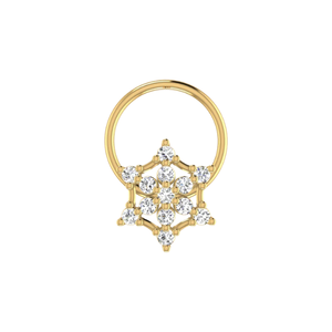 AJRETAIL 0.08 Carat Diamond 14K <b>Gold</b> Flower Ethnic <b>Nose</b> Pin HI Color VS-SI Clarity Brilliant Fine Piercing Jewelry for Women - Product Image 1