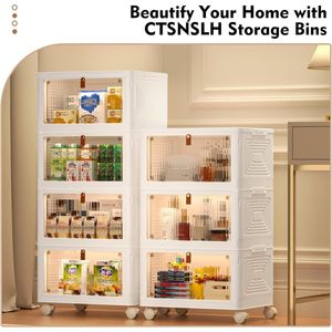 Bacs de rangement en plastique à 4 niveaux avec couvercles, organisateur empilable pour chambre, salon et bureau - Product Image 3