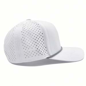 Casquette de baseball d'extérieur à séchage rapide en maille laser, 5 panneaux, style camionneur avec cordon - Product Image 3
