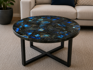 Mesa de Centro Redonda Hecha a Mano con Piedra de Labradorita Natural de Lujo, Ecológica y Moderna, para Diwali, Aniversarios y Sala de Estar - Product Image 3