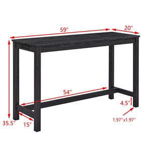 Tavolo Bar con Presa di Corrente da 59 Pollici e 3 Sgabelli Imbottiti, Set di Arredamento per Soggiorno in 4 Pezzi, Tavolo da Pranzo e Divano - Product Image 3