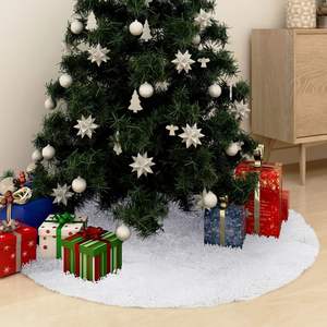 Jupe de sapin de Noël artificielle blanche de 59,1 po avec support et accessoires - Product Image 1