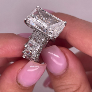 Luxury Radiant Cut Lab Grown <b>Diamond</b> <b>Ring</b> IGI Certified 14K Gold Plated Wedding Bridal Jewelry Gift - Product Image 4