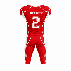 Uniforme de Fútbol Americano Personalizado de Alta Calidad para Hombre, Jersey Rojo y Blanco Sublimado, Ropa de Práctica Transpirable de Poliéster, Talla Adulto - Product Image 3