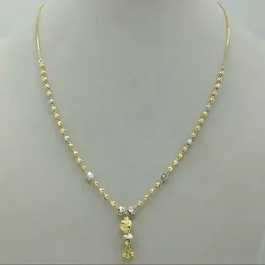 Collier élégant bicolore en or avec chaîne perlée et pendentif de style traditionnel pour femmes, idéal pour le quotidien et les occasions festives - Product Image 1