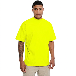 Camiseta de Hombre Oversize de Color Liso 100% Algodón, Manga Corta, Cuello Redondo, Estilo Casual Urbano, Verde Claro, Tejido de Punto, Anti-Pilling - Product Image 3