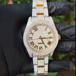Montre de luxe en quartz Moissanite pour homme, style simple et brillant, avec diamants, montre-bracelet haut de gamme - Product Image 1