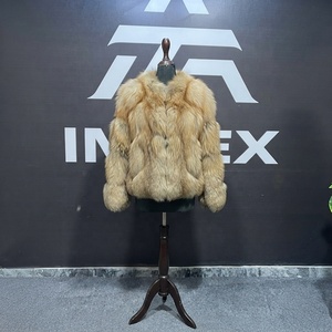Abrigo de Piel de Zorro para Mujer, Corto, Informal, de Invierno, Manga Larga, Grueso, Color Sólido, con Ribete de Piel - Product Image 1