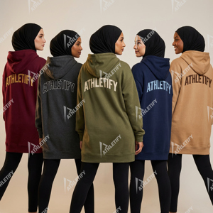 Veste longue unie à capuche pour femmes musulmanes, coupe ample, zippée, style islamique, vêtement de sport modeste, pour la marche et le quotidien - Product Image 5