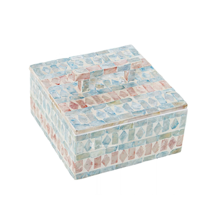 Mother Pearl Jewelry <b>Box</b> Pastel Geometric Shell Inlay Trinket Case Luxury Keepsake Organizer Handle Living Room <b>Wardrobe</b> Single - Product Image 1