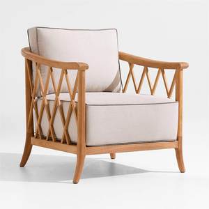Luxury Solid <b>Teak</b> Wood Accent Lounge <b>Chair</b> with Cushioned Seat - Product Image 1
