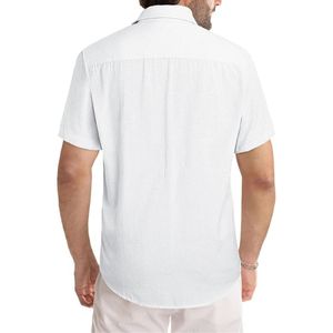 Chemise habillée blanche unie de qualité supérieure 100 % coton, formelle, avec poche poitrine et col rabattable, coupe classique - Product Image 2