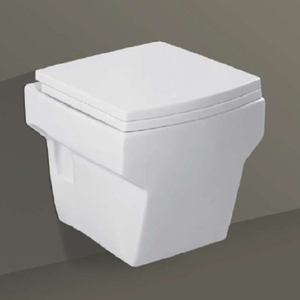 Inodoro de cerámica alargado de una pieza SLIMSQUARE-4009 con doble descarga, para colgar en la pared, con sifón en P y S, para baños de villas y hoteles - Product Image 1