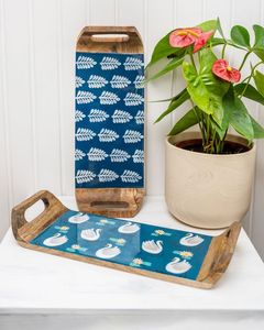 Enamel Coated Wooden Serving Platter Modern Design Dishwasher <b>Freezer</b> Safe Eco-Friendly Reusable Breakfast Tea/Coffee Tray for - Product Image 1