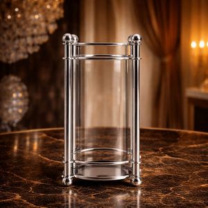 Porte-bougie en verre moderne avec cadre en métal noir, design élégant coupe-vent pour table à manger, salon, décoration intérieure - Product Image 2