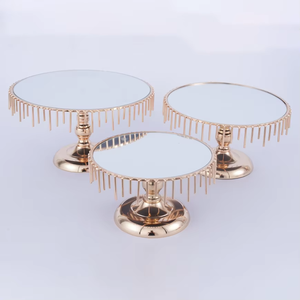 Round Metal Cake <b>Stand</b> With Gold Finish Butterfly Design <b>Mirror</b> Base 2 Pieces Reusable Cake Tools - Product Image 5