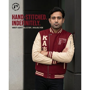 Chaqueta Varsity Personalizable para Hombre, de Lana y Cuero, Estilo Asimétrico Vanguardista, con Cierre, Talla 3XL, OEM - Product Image 5