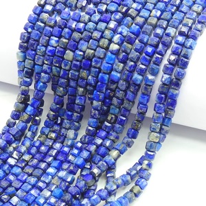 Perles en lapis-lazuli facettées en forme de cube - 15 pouces, 4 mm environ - Fournitures pour grossistes - Nouveauté - Pierre naturelle - Product Image 1