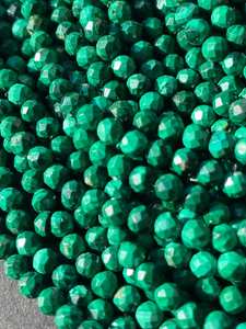 ลูกปัดหินมาลาไคต์ธรรมชาติทรงกลมเหลี่ยมเพชรพลอย ลูกปัดพลอยสีเขียวสวยงาม ความยาว 15.5 นิ้ว สำหรับทำเครื่องประดับ - Product Image 5