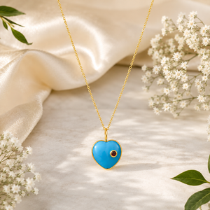 Collier pour femme en forme de cœur plaqué or 18 carats avec pendentif œil de chat bleu style punk, serti clos, chaîne réglable, cadeau pour elle - Product Image 4