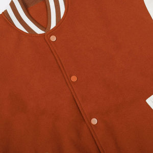 Blouson universitaire unisexe personnalisé OEM en laine tissée, col montant, doudoune d'hiver respirante et coupe-vent, avec lettre unique, pour jeunes - Product Image 5