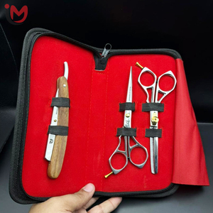 ชุดกรรไกรตัดผมมืออาชีพพร้อมใบมีดสแตนเลสและมีดโกนไม้เพื่อการตัดผมที่แม่นยำ - Product Image 1