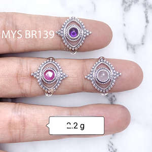 แหวนเงินแท้ 925 ประดับพลอยอเมทิสต์และโรสควอตซ์หลายชนิด ดีไซน์ขอบแบบ Bezel แหวนเงินดีไซน์พิเศษ ราคาขายส่ง เครื่องประดับคุณภาพสูง - Product Image 1