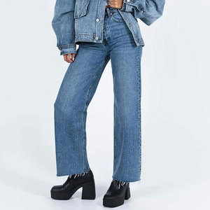 Retro Inspired <b>Women</b> <b>Baggy</b> <b>Jeans</b> One Set Winter Solid Custom Wash Design Durable Casual 100% Cotton - Product Image 4