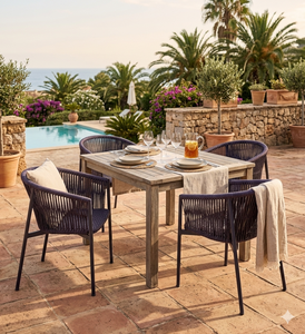 Modern Outdoor Rope <b>Dining</b> <b>Chair</b> Waterproof Patio Garden Cafe Armchair - Product Image 4