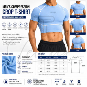 Camisetas de Compresión Cortas para Hombre de Alta Calidad, Transpirables, de Manga Corta, con Logotipo Personalizado, Ajuste Holgado, Spandex/Poliéster, Mejor Precio - Product Image 5