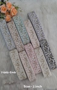 Elegant Light Pastel Floral Embroidered <b>Laces</b> for dresses sarees crafts and premium fashion embellishments. - Product Image 2