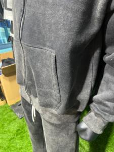 Men 100% Cotton Fleece Distressed Embroidery Applique Tracksuit Breathable Acid Washed Oversized <b>Hoodie</b> & Pants Tracksuit Set - Product Image 2