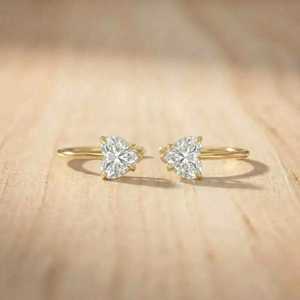 Women Lab Grown Diamond Heart <b>Drop</b> Earrings With Prong Setting Color E VVS 10k 14k 18k Solid Gold 2.00 CT Per Pair Fine Jewelry - Product Image 4