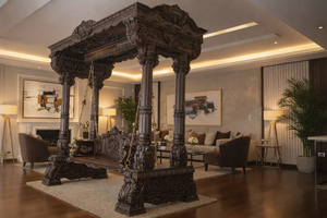 Columpio de Madera Tallado a Mano Estilo Palacio de Lujo, Columpio de Madera Tallado Estilo Real Indio, Columpio de Madera de Teca Hecho a Mano, Venta en EE. UU. - Product Image 6