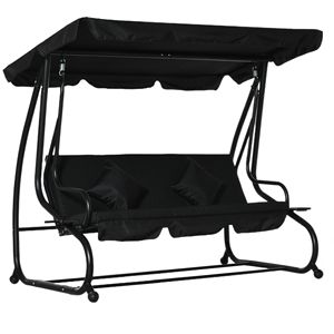 Dondolo da Esterno a 3 Posti con Tettuccio Regolabile, Letto Pieghevole e Cuscini Rimovibili per Veranda - Product Image 1