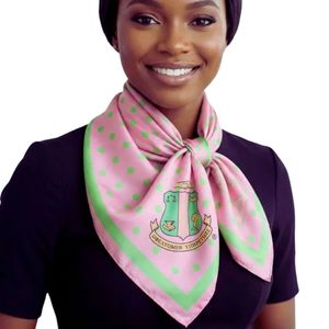 Foulard carré rose à pois pour femme, accessoire de mode, en satin imprimé, élégant, pour le cou ou la tête, cadeau pour le quotidien ou les fêtes - Product Image 2