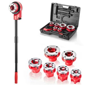 Portable 6 Dies 1/2\" NPT 2\" NPT Manual Ratcheting Pipe Threading <b>Tool</b> Kit <b>Power</b> Pipe Threaders for Manual Pipelines - Product Image 1