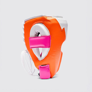 Protector de Cabeza Completo para Boxeo, Color Blanco, Naranja y Rosa, con Cierre de Cordones, Casco Protector Deportivo para Kick Boxing, Muay Thai, Unisex - Product Image 3
