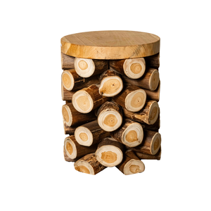 ARTERRA - Taburete de Madera de Teca Rústico Hecho a Mano de Lujo (Diseño Artesanal) para Uso en Almacenes, Apartamentos, Villas y Hoteles - Product Image 1