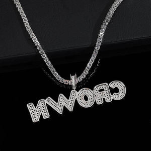 Collier personnalisé Bling Bling avec lettre, pendentif personnalisé en moissanite, micro-pavé de moissanite, bijoux personnalisés - Product Image 4