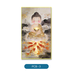 Impresión en Lienzo de Buda Tradicional con Peces Dorados y Loto, Venta al por Mayor de Fábrica en Vietnam, PCB-3, Arte Decorativo para Interiores HALO - Product Image 1